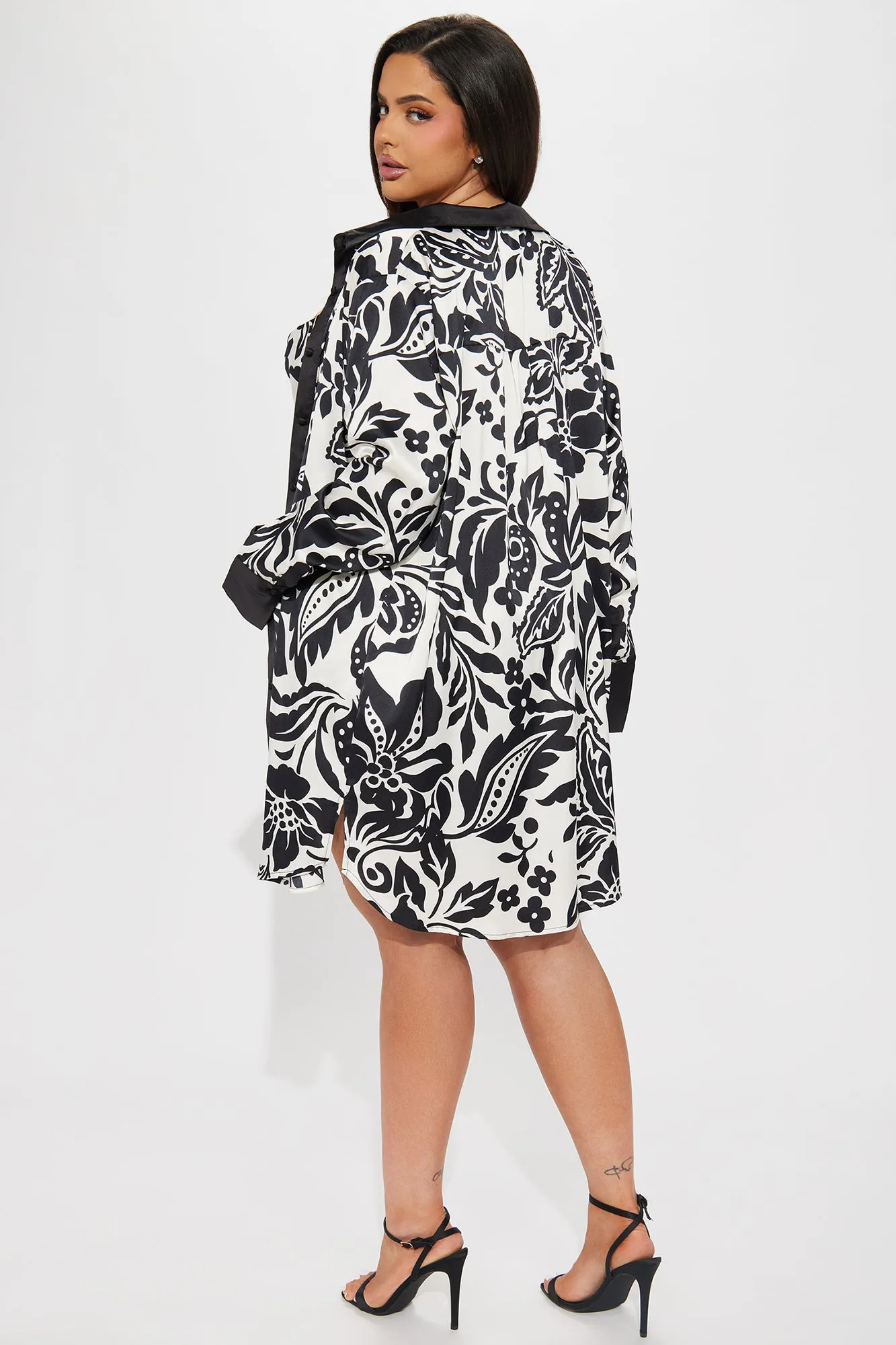 All About Luxe Satin Mini Dress Set - Black
