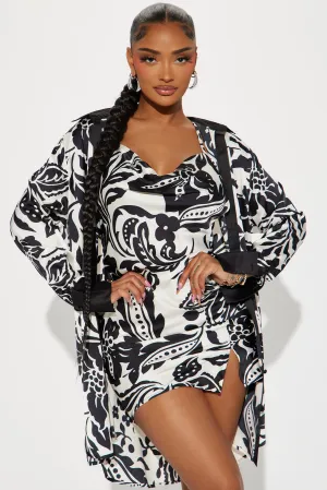 All About Luxe Satin Mini Dress Set - Black