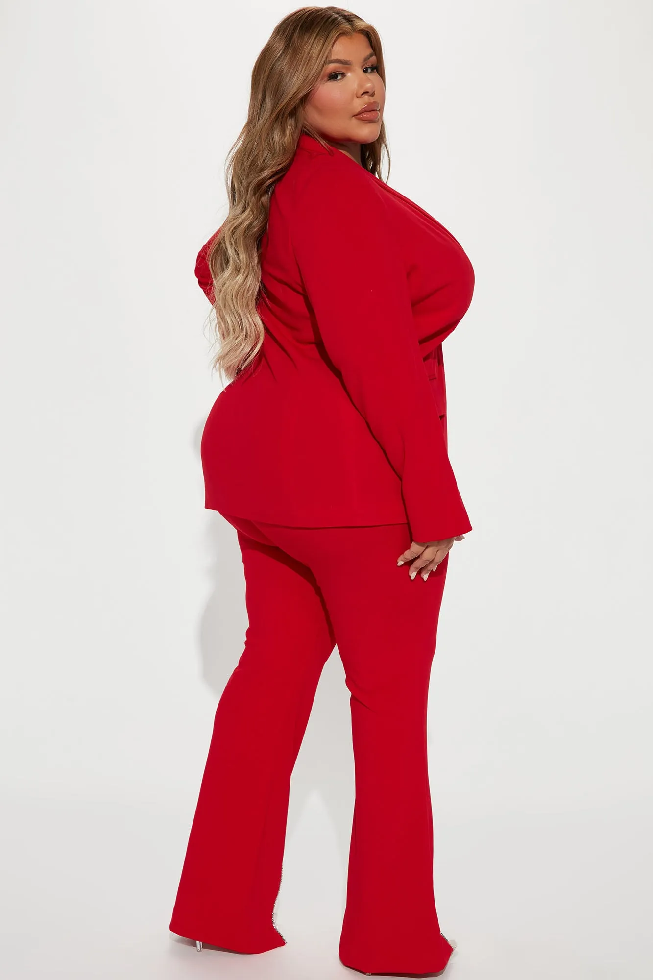 Alyssa Rhinestone Blazer Pant Set - Red