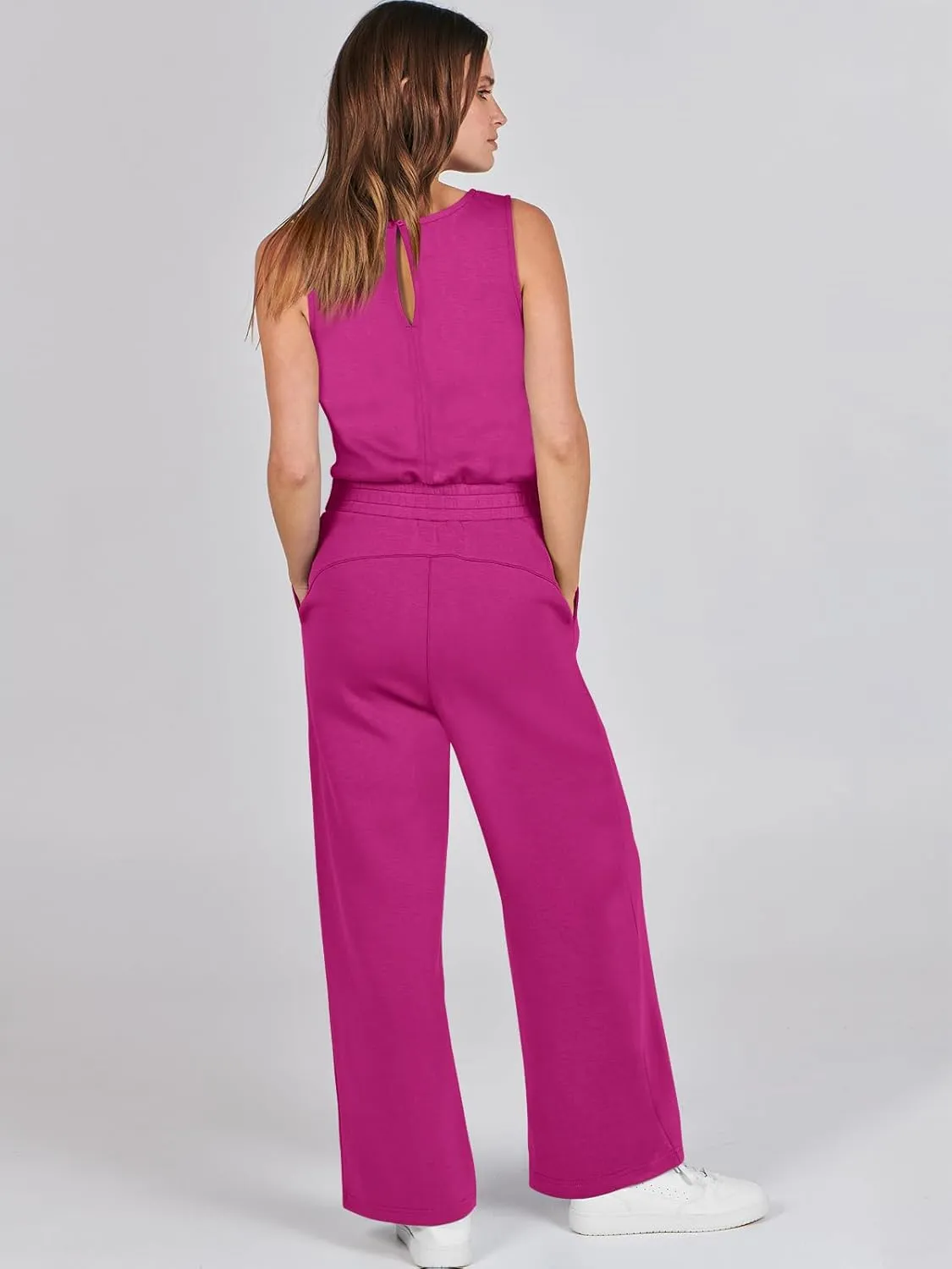 ANRABESS Womens Jumpsuits 2025 Summer Casual Dressy Romper Sleeveless Wide Leg Long Pants One Piece Outfits Vacation Clothes
