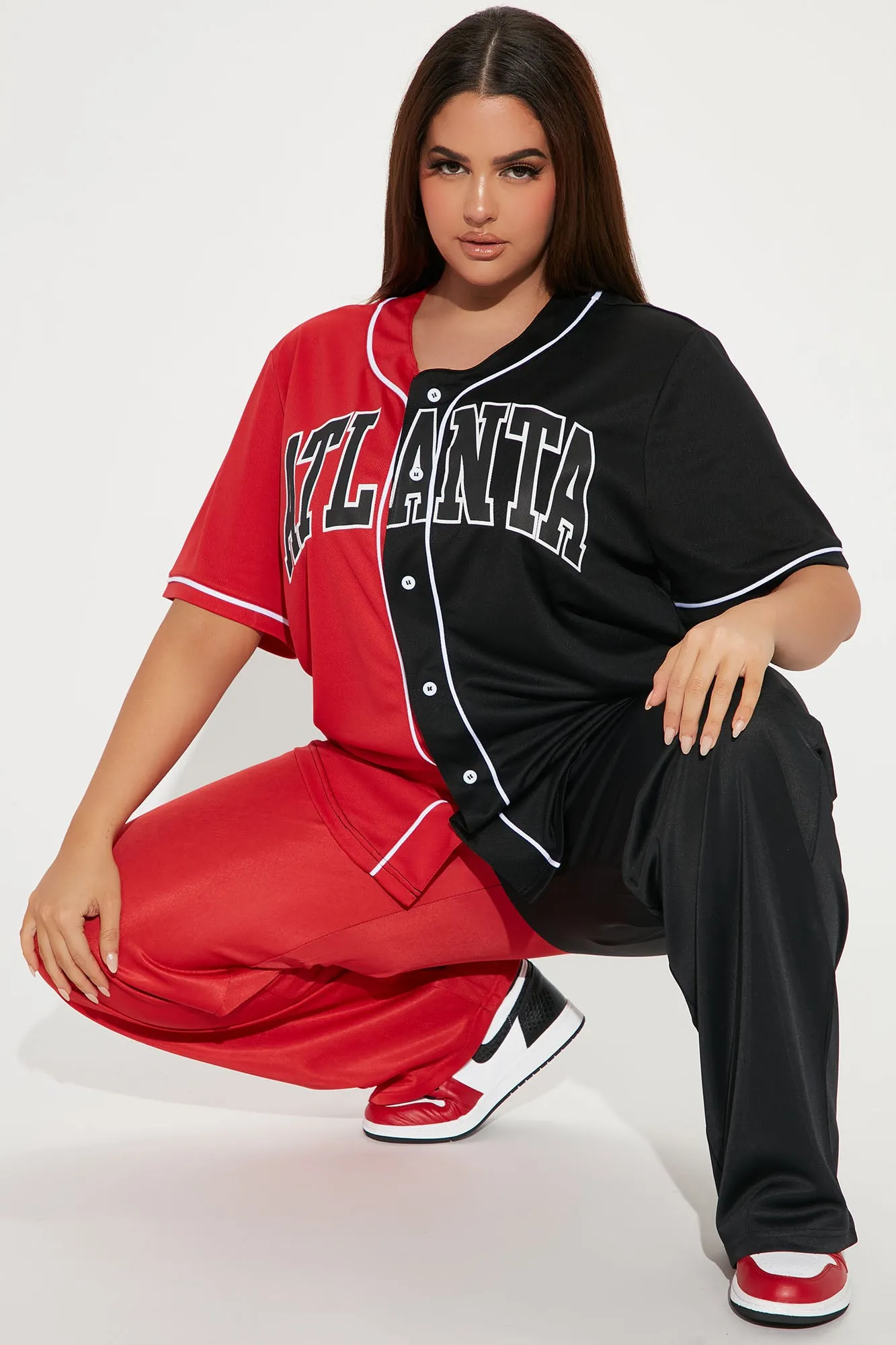 Atlanta Splice Jersey Top - Red/Black