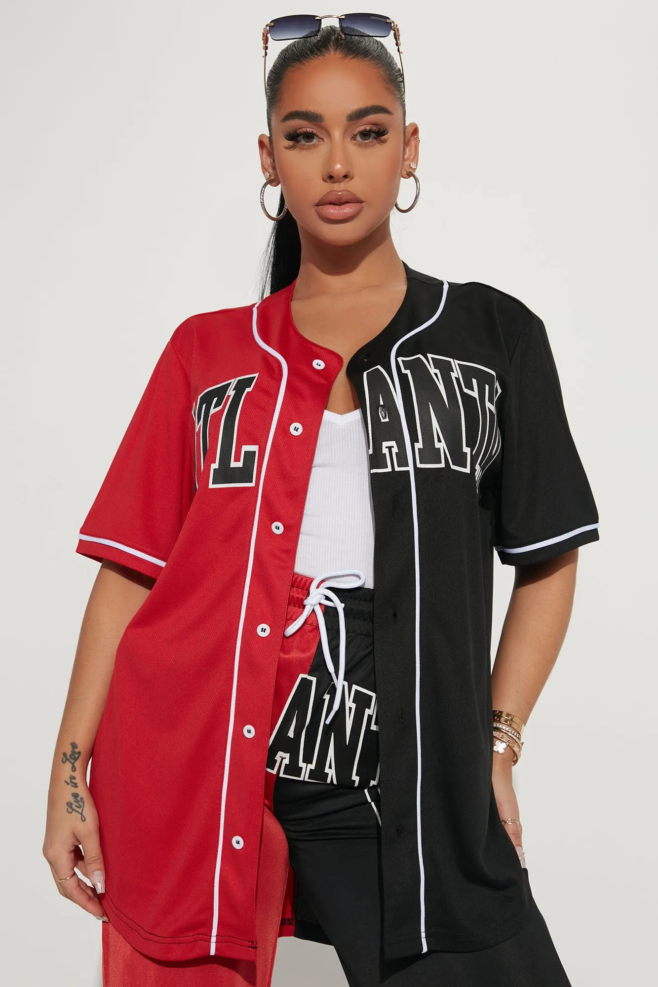 Atlanta Splice Jersey Top - Red/Black