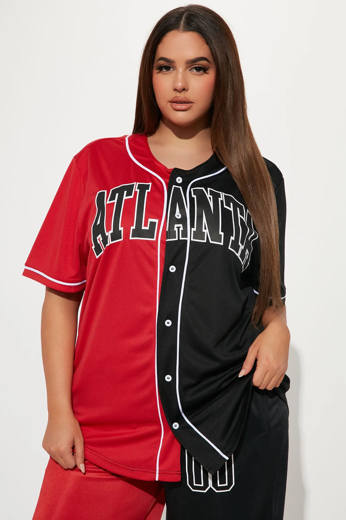 Atlanta Splice Jersey Top - Red/Black