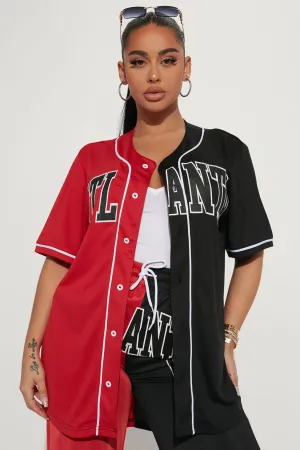 Atlanta Splice Jersey Top - Red/Black
