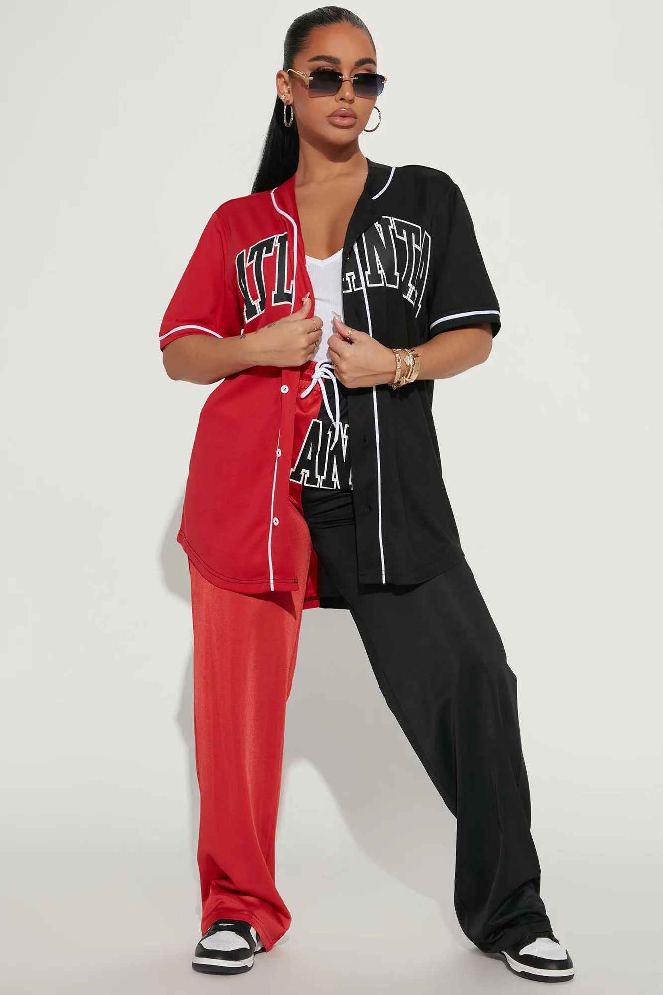 Atlanta Splice Jersey Top - Red/Black