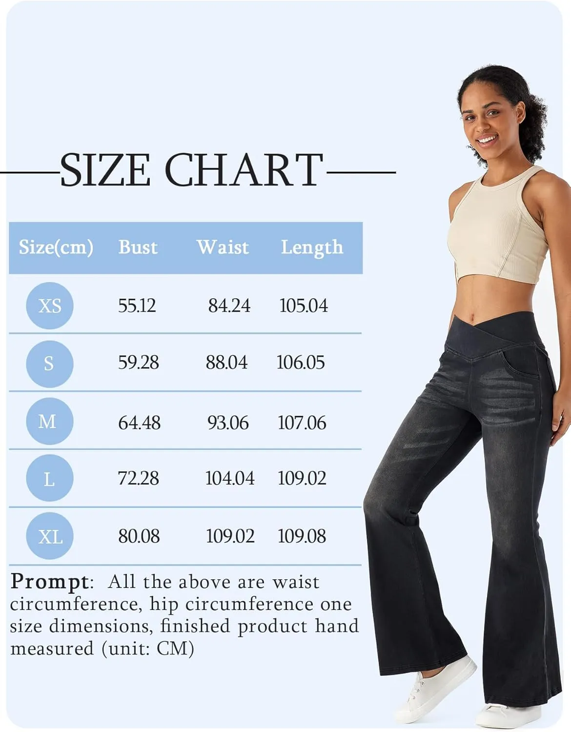 Bell Bottom Jeans for Women High Waisted Stretchy Flare Jeans Pull On Crossover Wide Leg Flared Pants with Pockets
