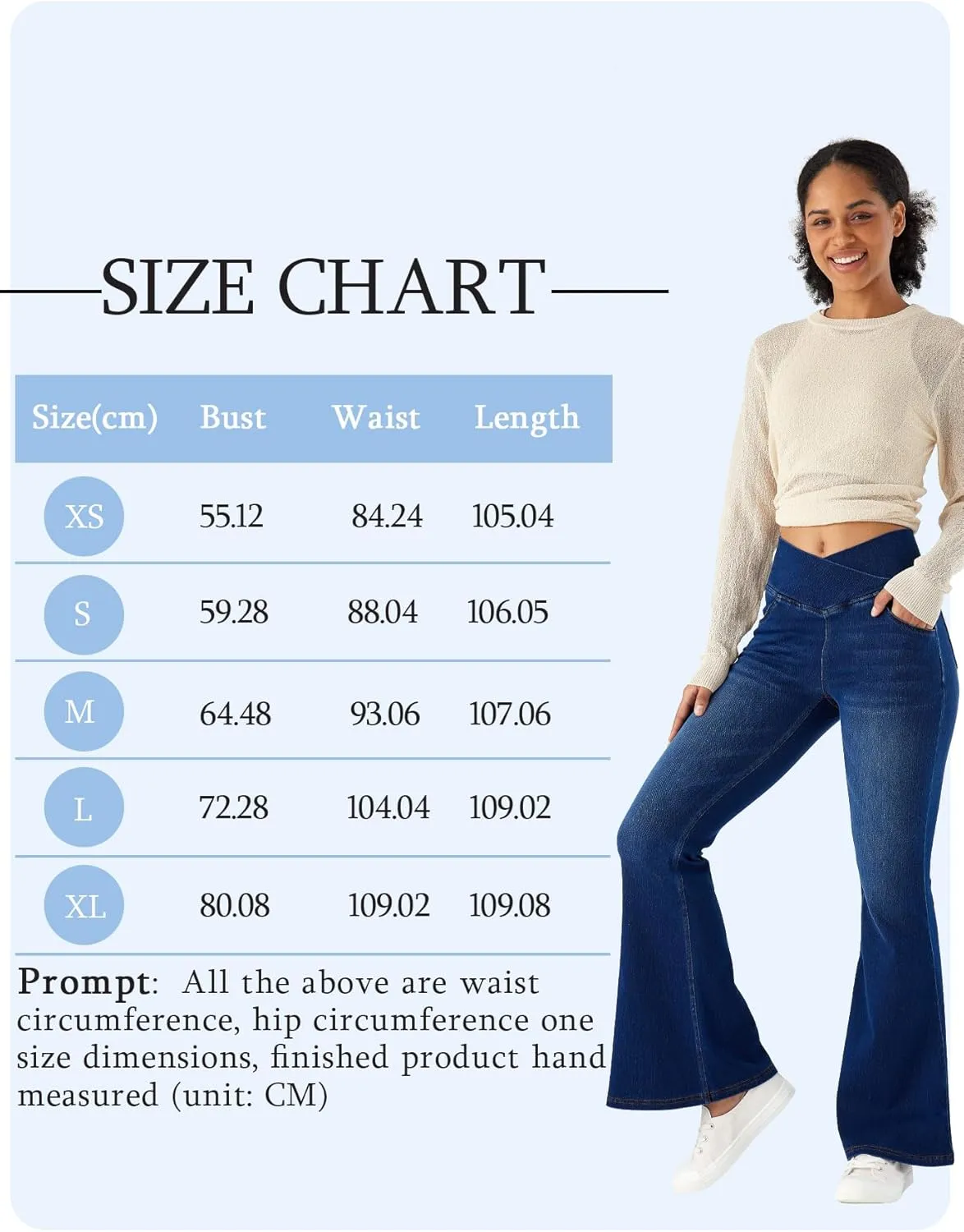 Bell Bottom Jeans for Women High Waisted Stretchy Flare Jeans Pull On Crossover Wide Leg Flared Pants with Pockets
