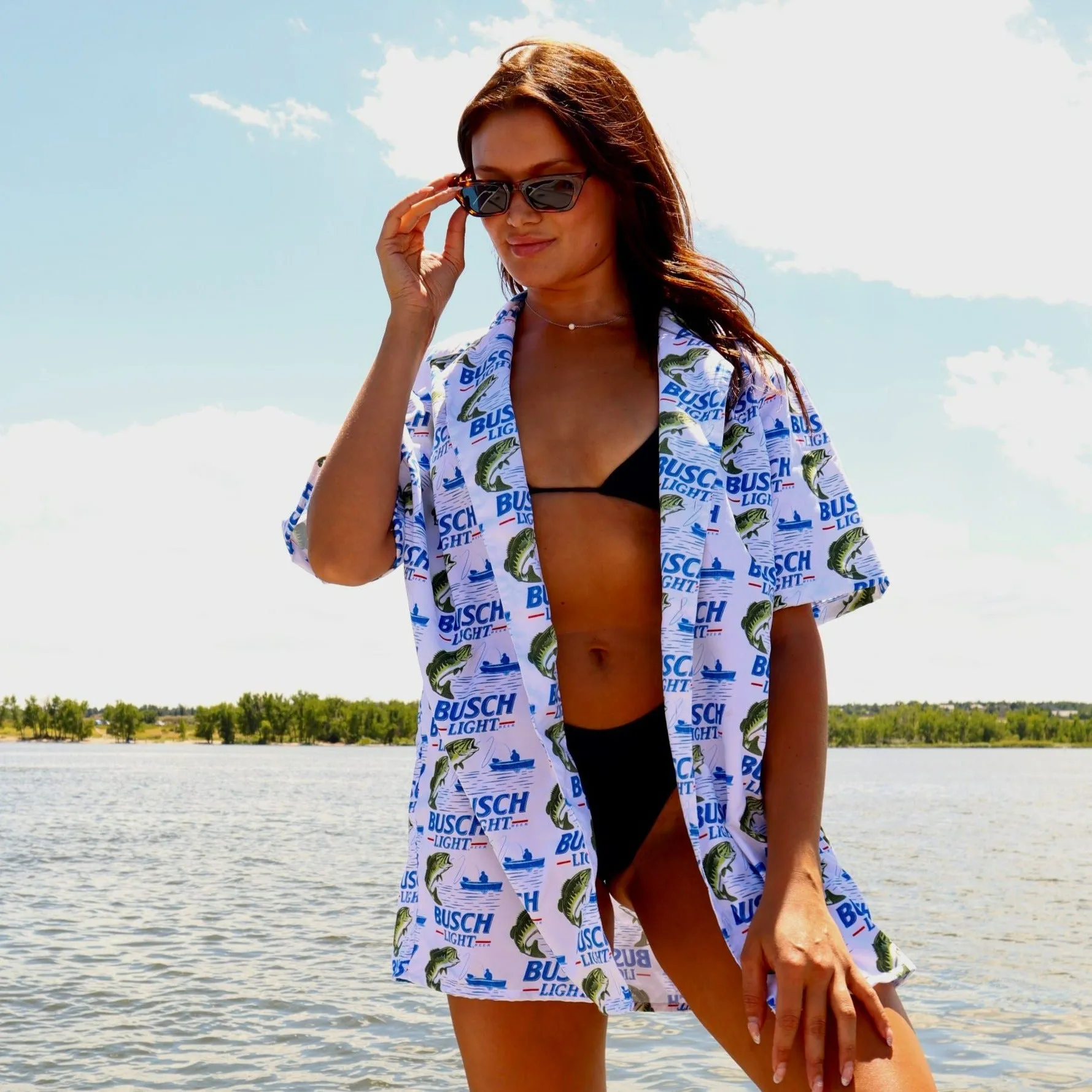 Busch Light Retro Fishing Button Down Shirt