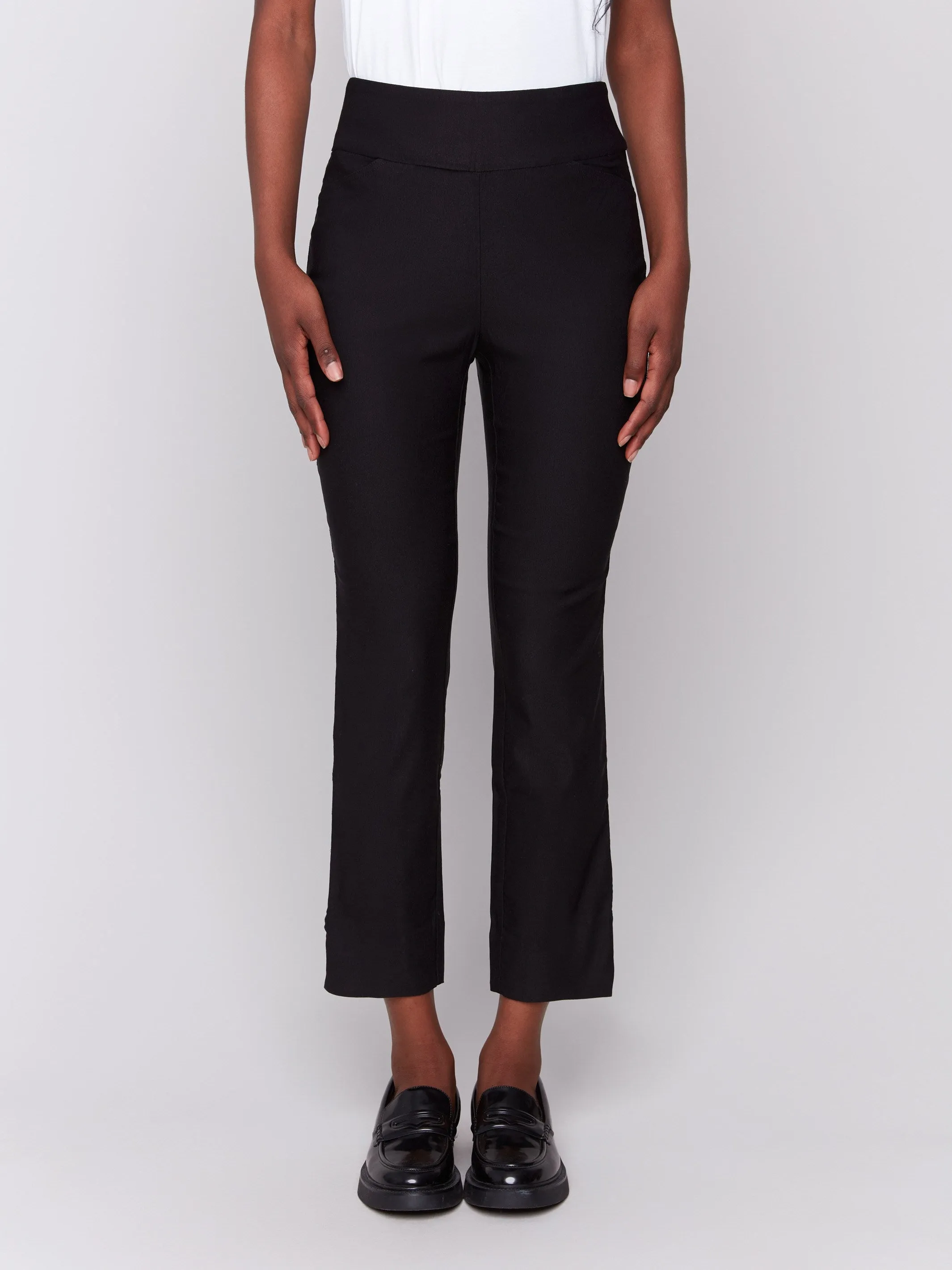 Capri Pants With Hem Slit - Black