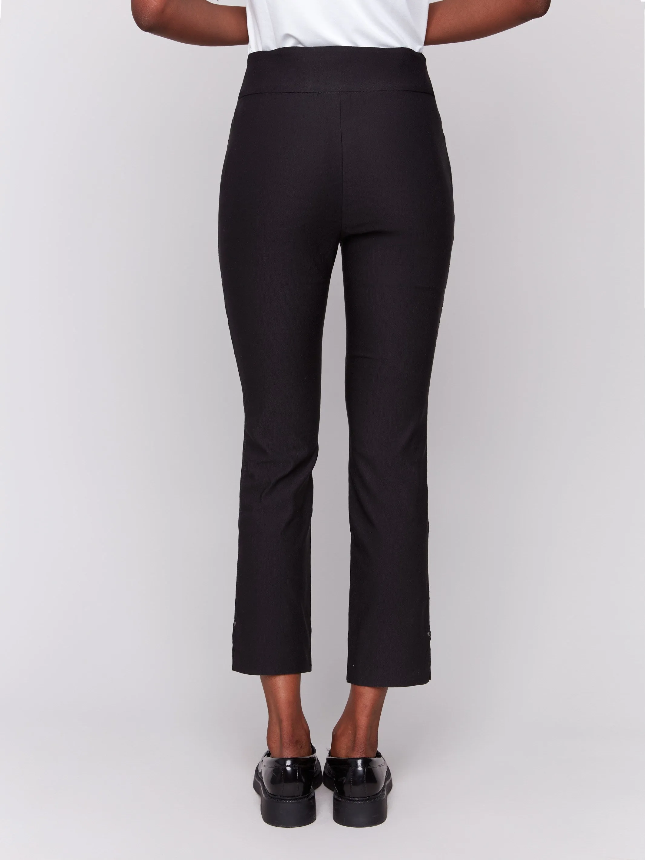 Capri Pants With Hem Slit - Black