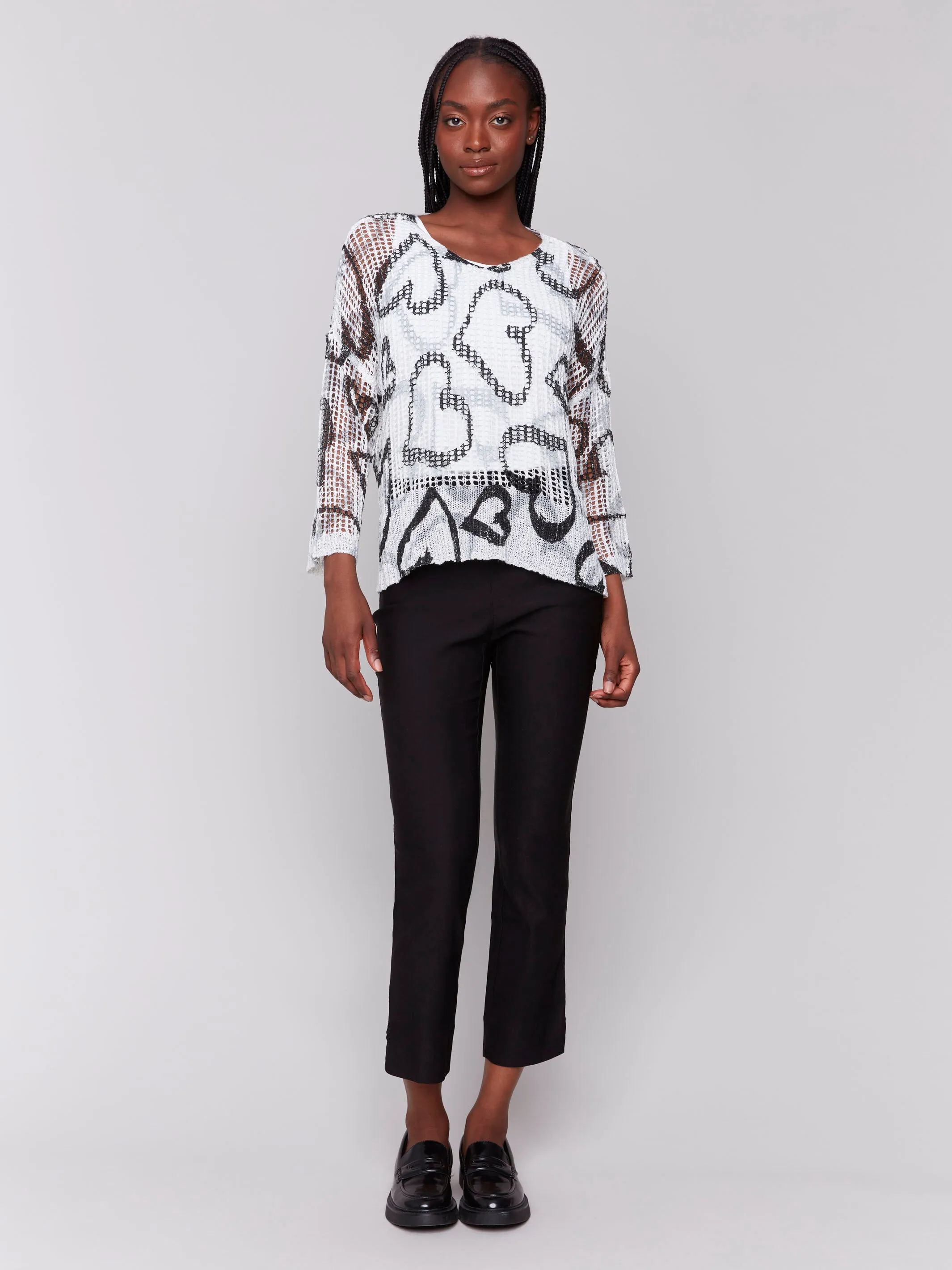 Capri Pants With Hem Slit - Black