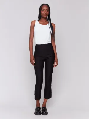 Capri Pants With Hem Slit - Black