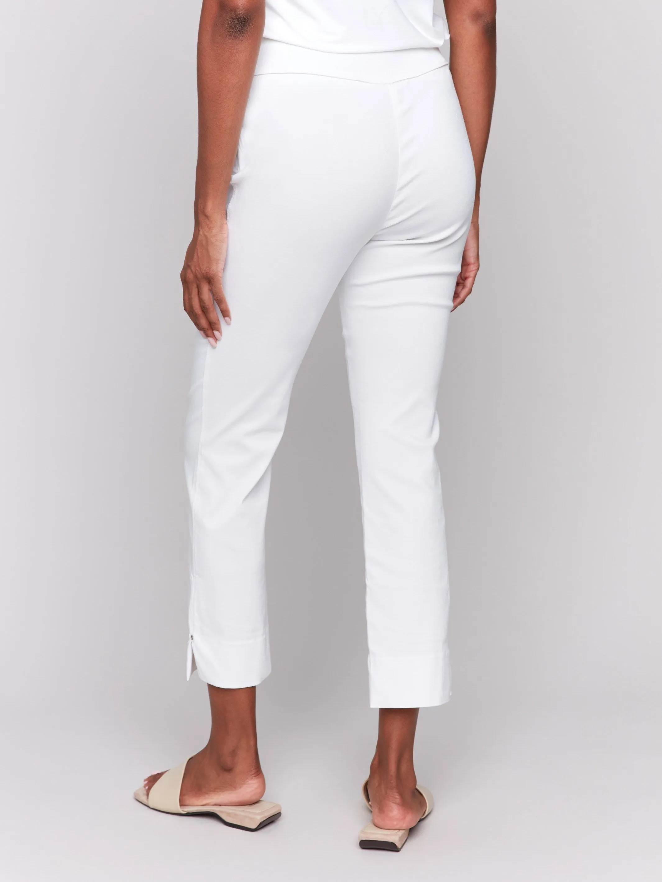 Capri Pants With Hem Slit - White