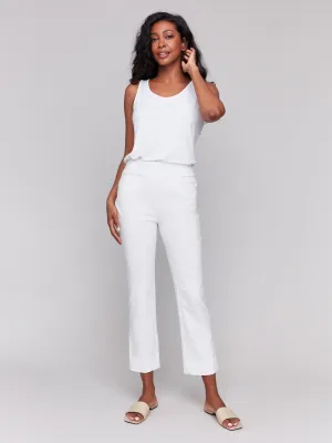 Capri Pants With Hem Slit - White
