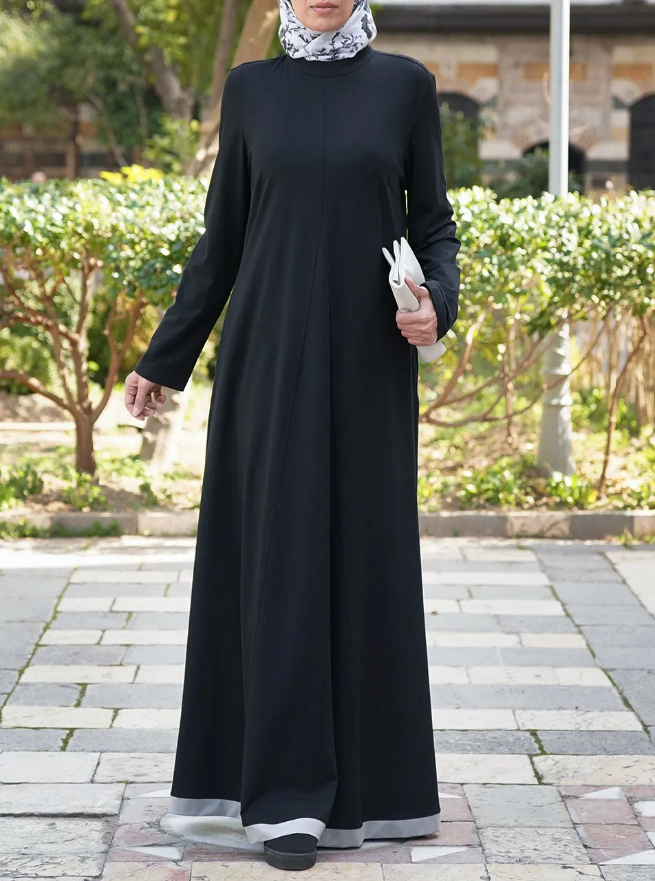 Contrast Hem Jersey Abaya
