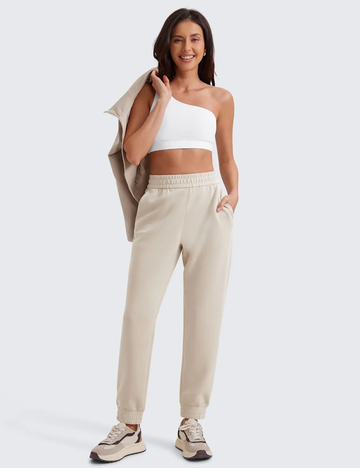 CRZ YOGA SoftAura Sweatpants Women Modal Joggers High Waisted Lounge Travel Casual Sweat Pants with Pockets Cinch Bottom