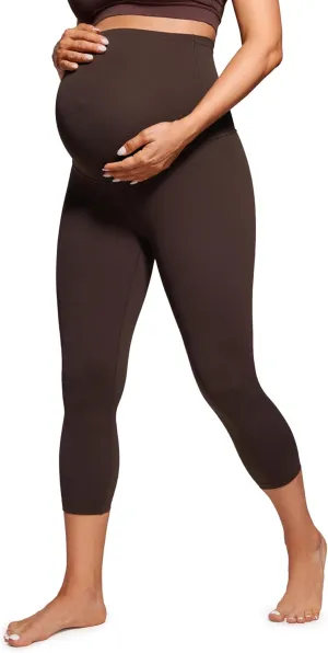 CRZ YOGA Womens Butterluxe Maternity Capris Leggings 21" - Crop Pants Over The Belly Workout Active Yoga Pregnancy Soft