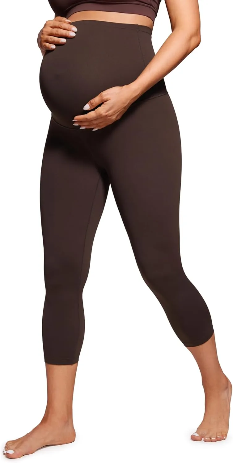 CRZ YOGA Womens Butterluxe Maternity Capris Leggings 21" - Crop Pants Over The Belly Workout Active Yoga Pregnancy Soft