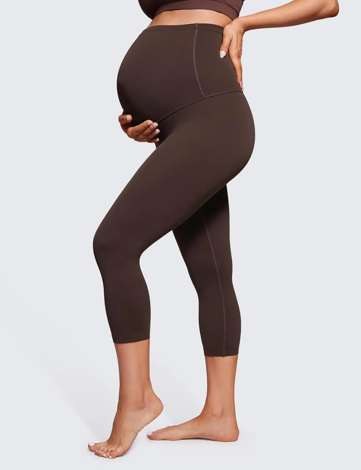 CRZ YOGA Womens Butterluxe Maternity Capris Leggings 21" - Crop Pants Over The Belly Workout Active Yoga Pregnancy Soft