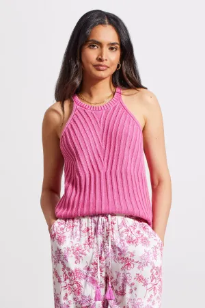 Helena Hi Pink Halter Sweater Tank in Special Wash - TRIBAL 5412O-4632-2427