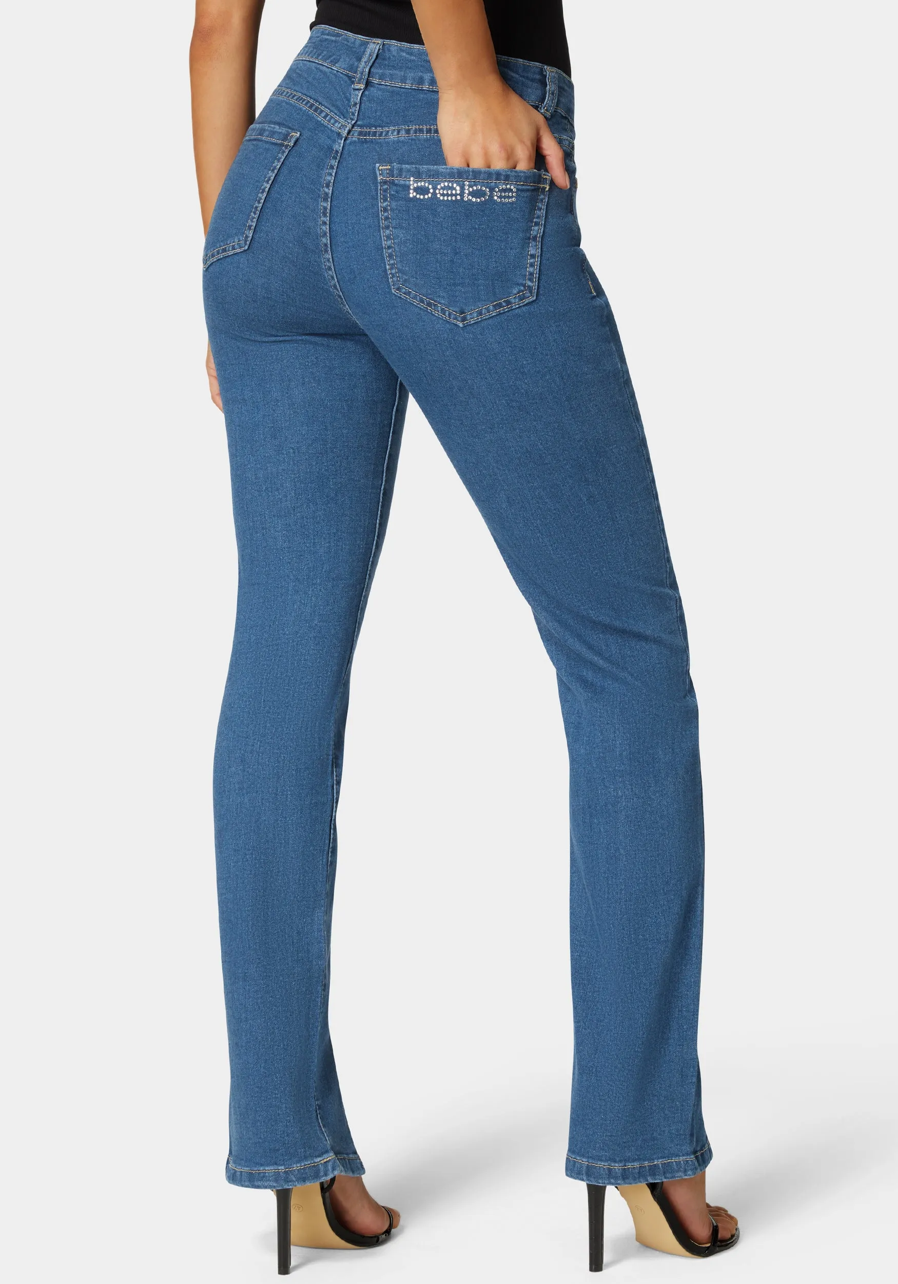 High Rise Bootleg With Hem Slit Jean