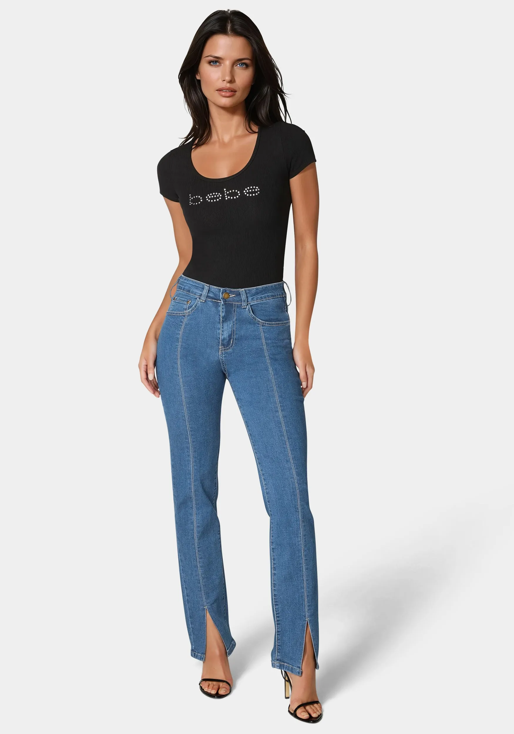High Rise Bootleg With Hem Slit Jean