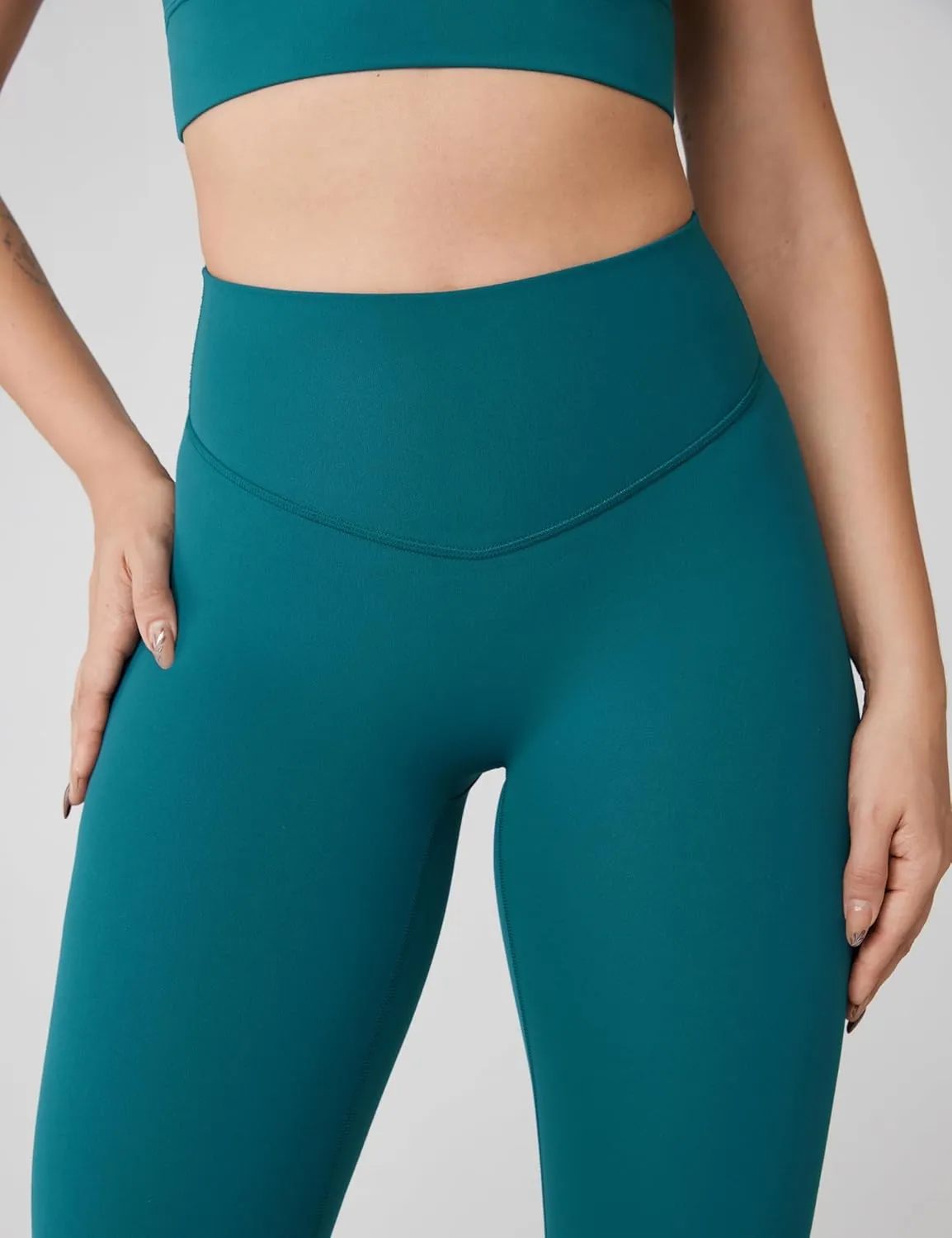 Hugcurve No Front Seam High Waisted Workout Leggings for Women Buttery Soft Yoga Pants Gym Athletic Tights - 25''