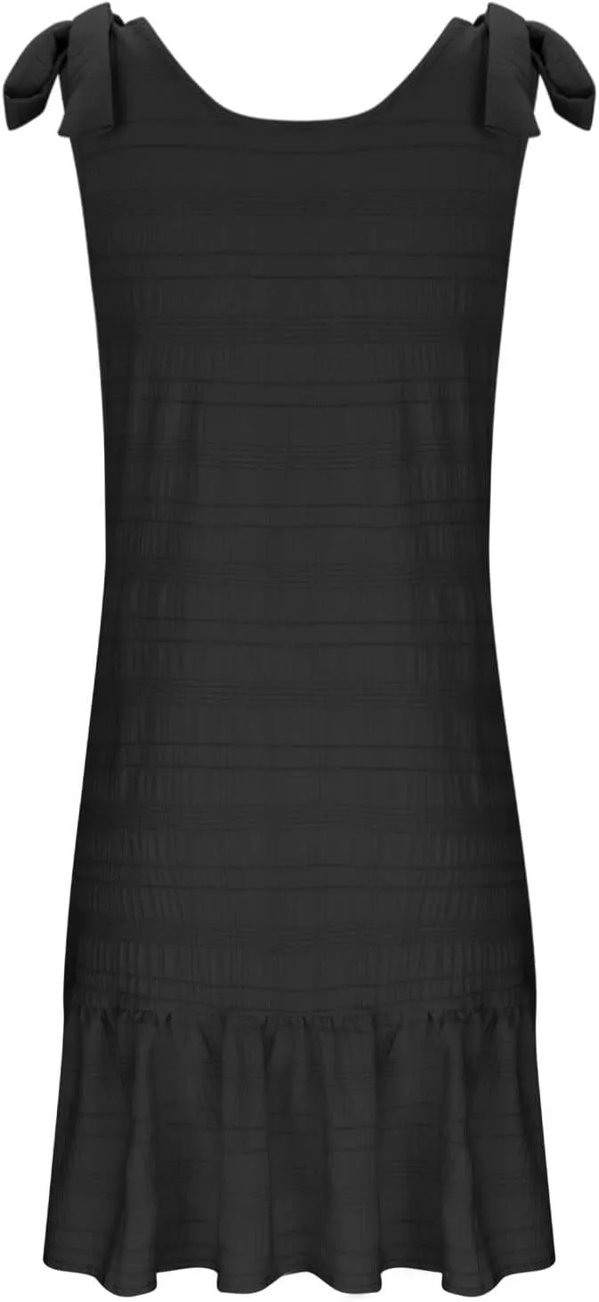 JOAU Women Plus Size Summer V Neck Sleeveless Tie Strap Button Ruffle Hem Boho Sundress Casual Flowy A-Line Mini Tank Dress