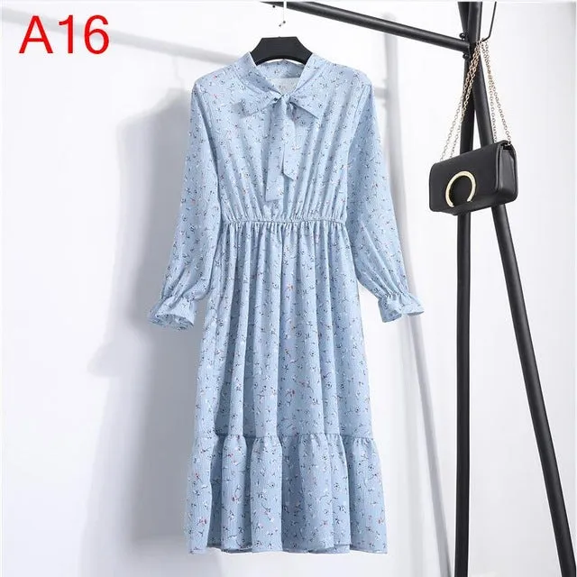 Korean Black Shirt Vestidos Office Polka Dot Vintage Autumn Dresses Women Dresss Pring 2019 Midi Floral Long Sleeve Dress Female