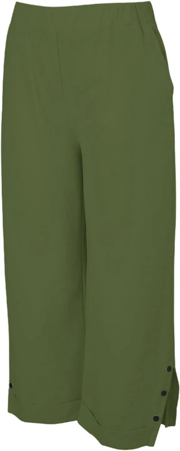 Linen Pants for Women Trendy Solid Straight Elastic Pant Long Drawstring Waist Cotton Casual Slit Plus Size Trousers