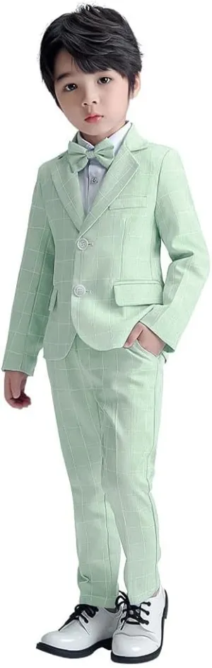 LOLANTA Boys Suit Wedding Ring Bearer Outfit Kids Suit Set, Blazer Pants Bow Tie Dress Clothes Formal Wear