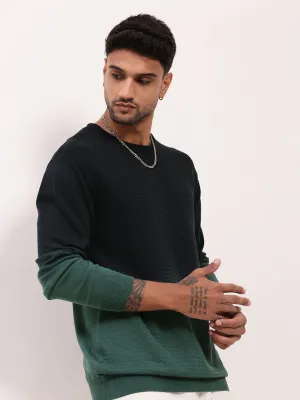 Men Green Gradient knitted Sweater