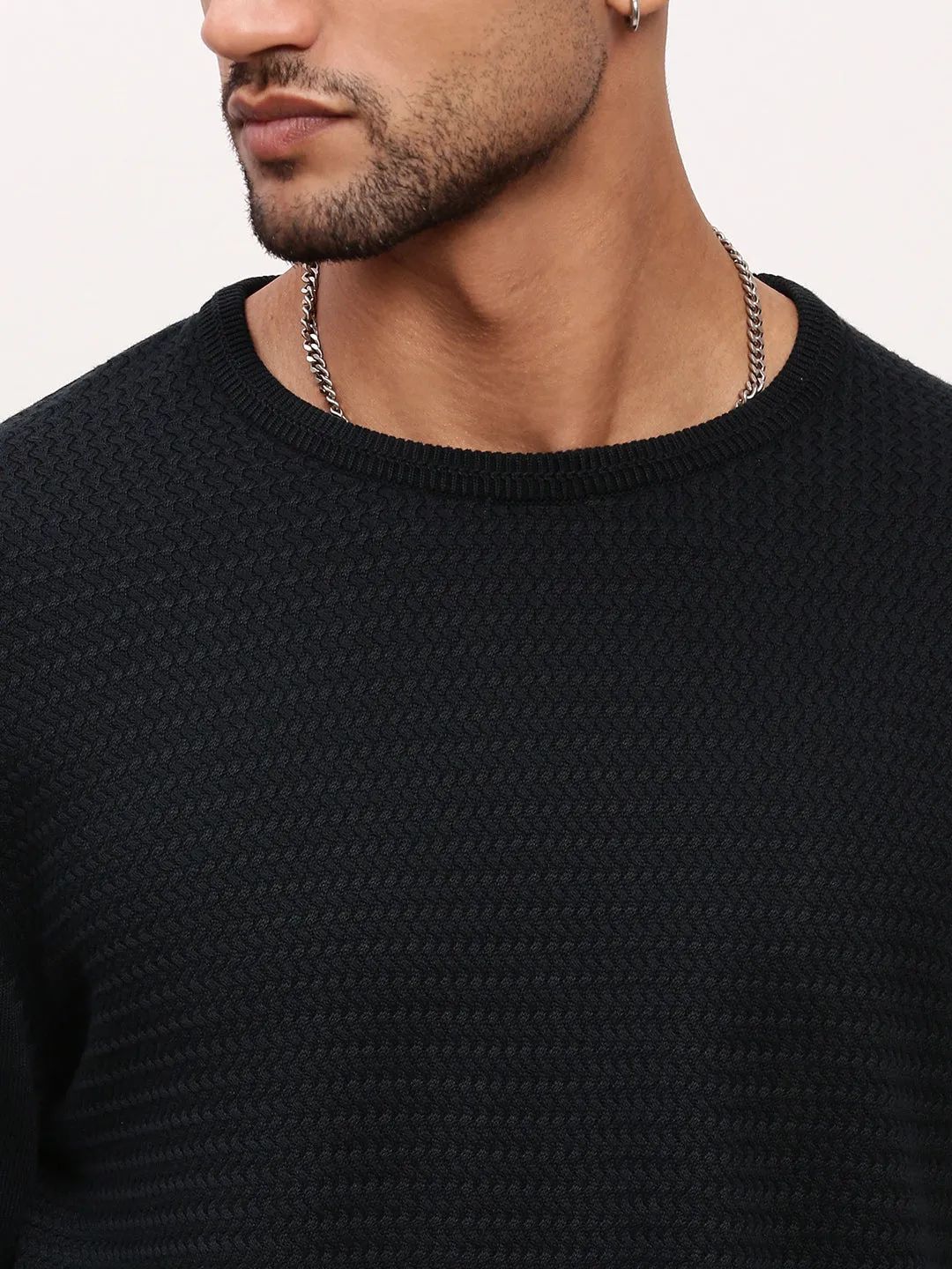 Men Green Gradient knitted Sweater