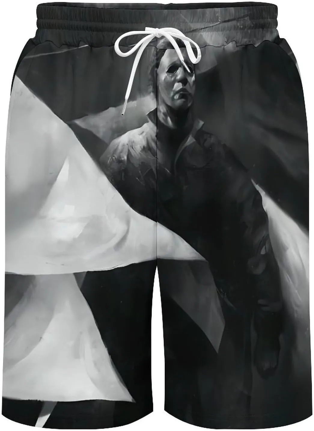 Men's Short Sweatpants Halloween Michael Myers Beachwear Hawaiian Short Pants Swimsuits Beach Shorts with Pockets