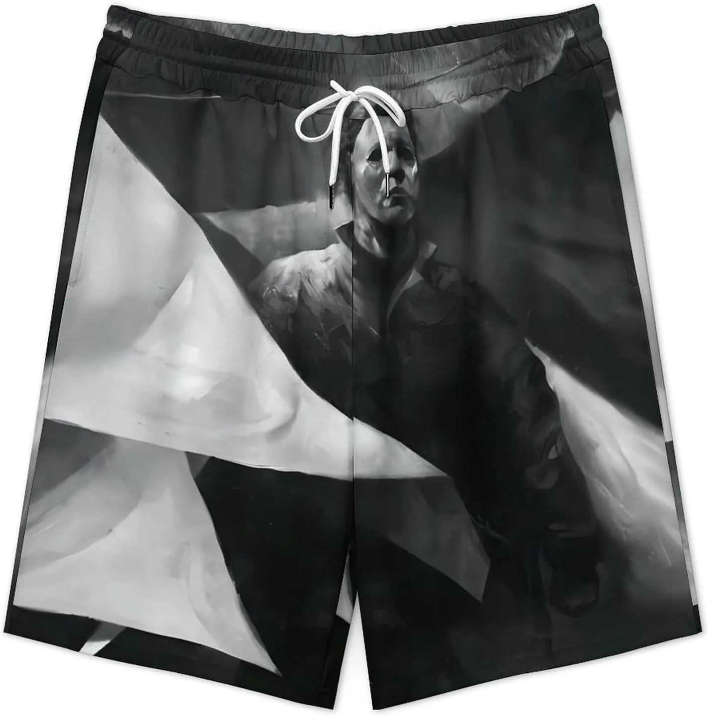 Men's Short Sweatpants Halloween Michael Myers Beachwear Hawaiian Short Pants Swimsuits Beach Shorts with Pockets