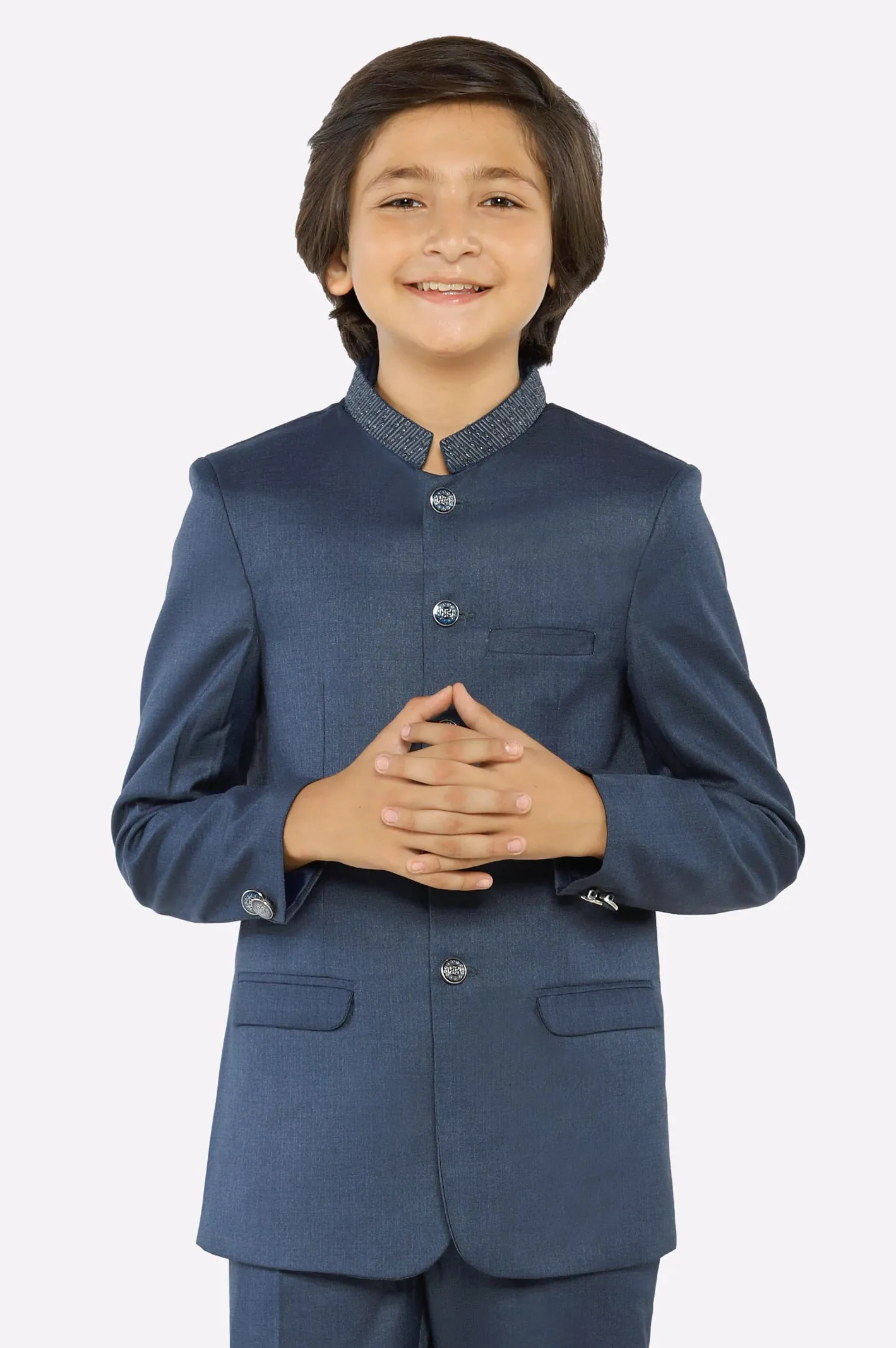 Navy Blue Boys 2PC Prince Coat Suit Set