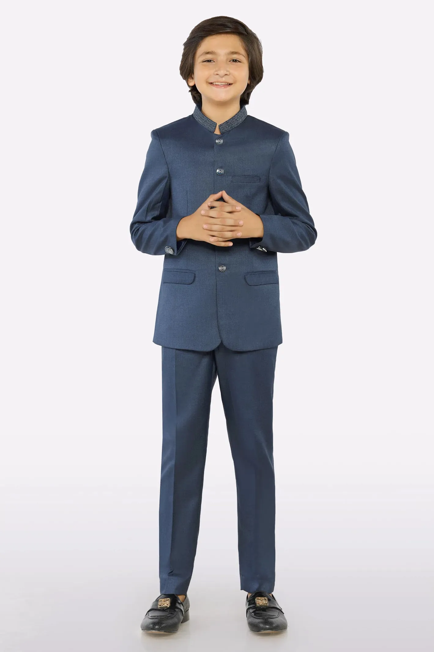 Navy Blue Boys 2PC Prince Coat Suit Set
