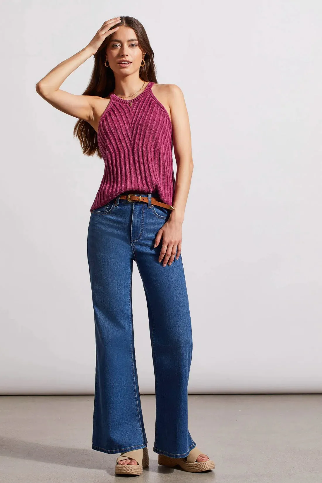 Patia Plum Halter Sweater Tank in Special Wash - TRIBAL 5412O -4632-0082