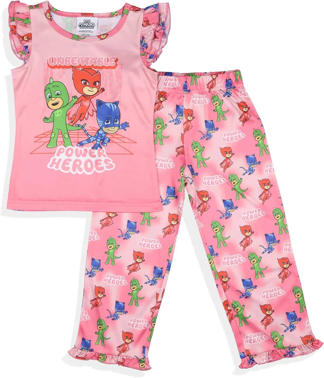 PJ Masks Toddler Girls' Gekko Catboy Unbeatable Power Heroes Pajama Set