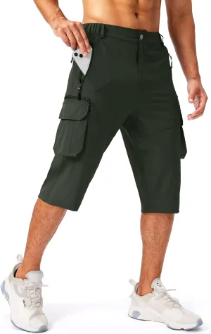 Pudolla Men's Capri Pants Quick Dry 3/4 Long Shorts with 6 Pockets for Fishing Golf Athletic Hiking