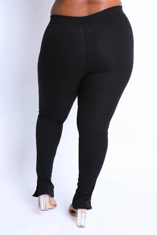 Ribbed Leggings - Black