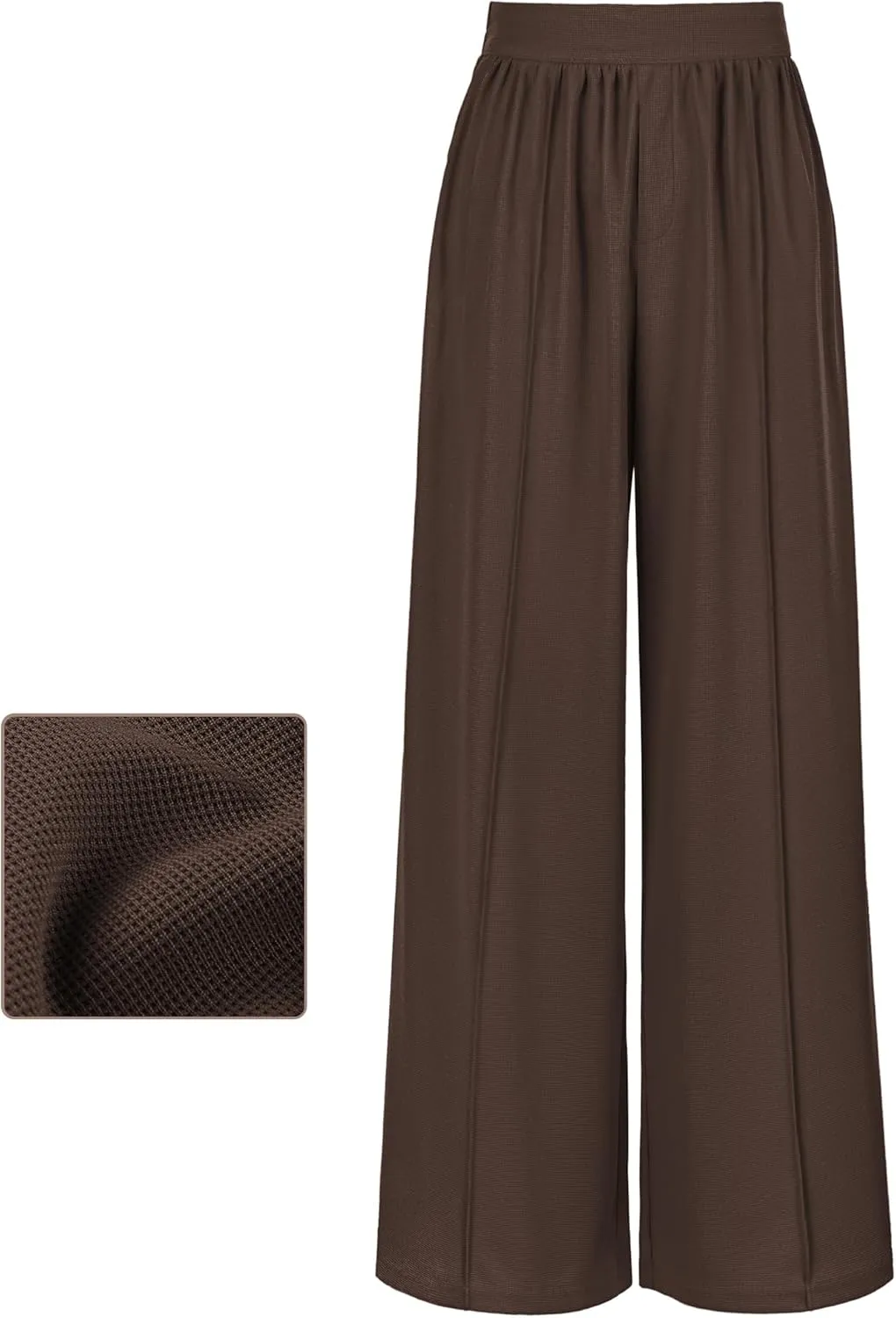 SeSe Code Womens Wide Leg Trousers Pants Waffle Knit Lounge Palazzo Pant High Waisted Casual Slacks with Pockets