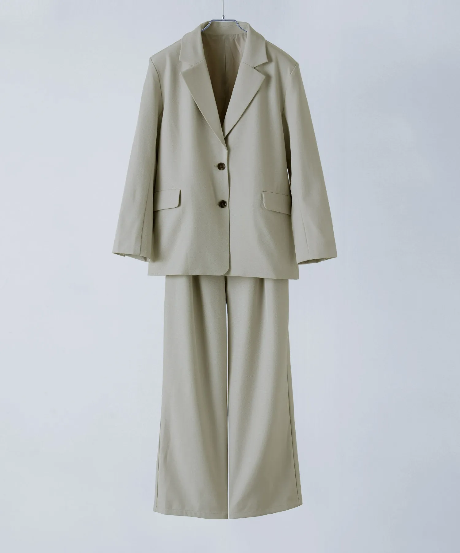 SET UP pants suit Twill single tailored jacket & Tuck wide pants