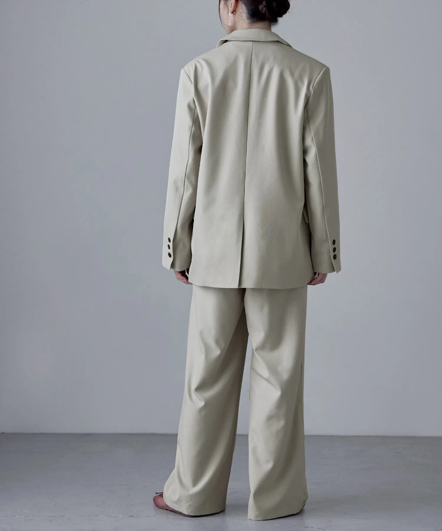 SET UP pants suit Twill single tailored jacket & Tuck wide pants