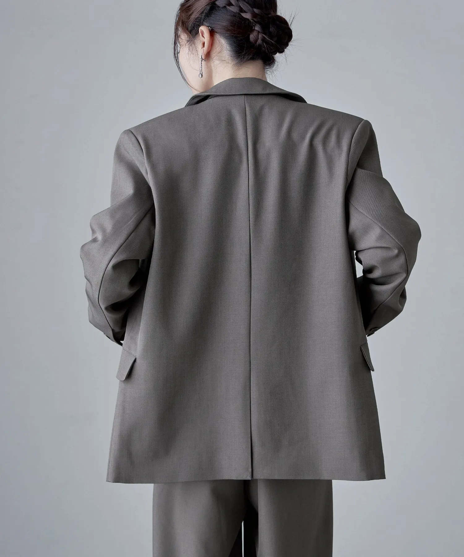 SET UP pants suit Twill single tailored jacket & Tuck wide pants