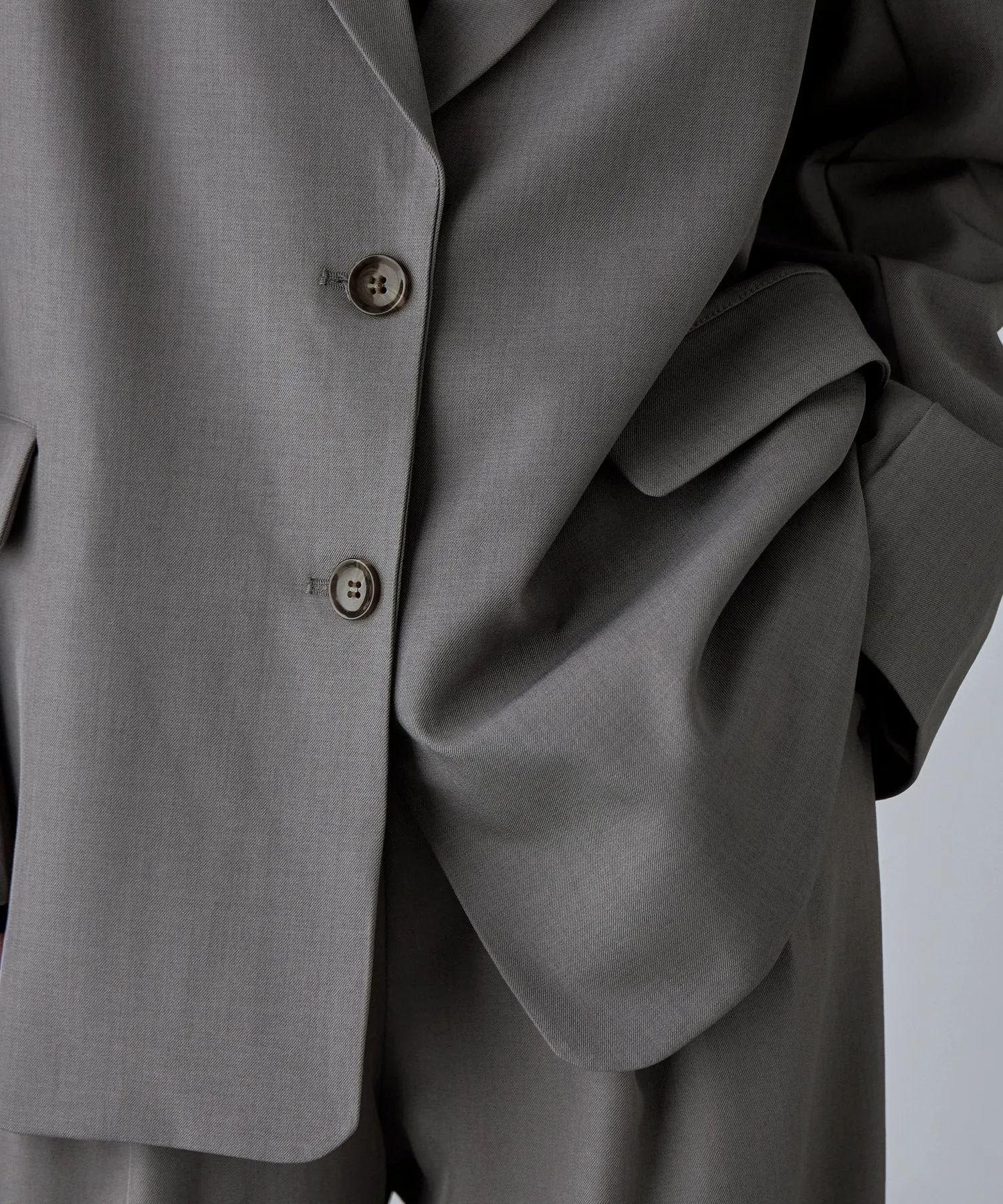 SET UP pants suit Twill single tailored jacket & Tuck wide pants