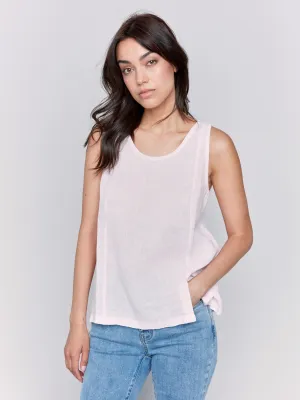 Sleeveless Linen Top with Slit - Petal