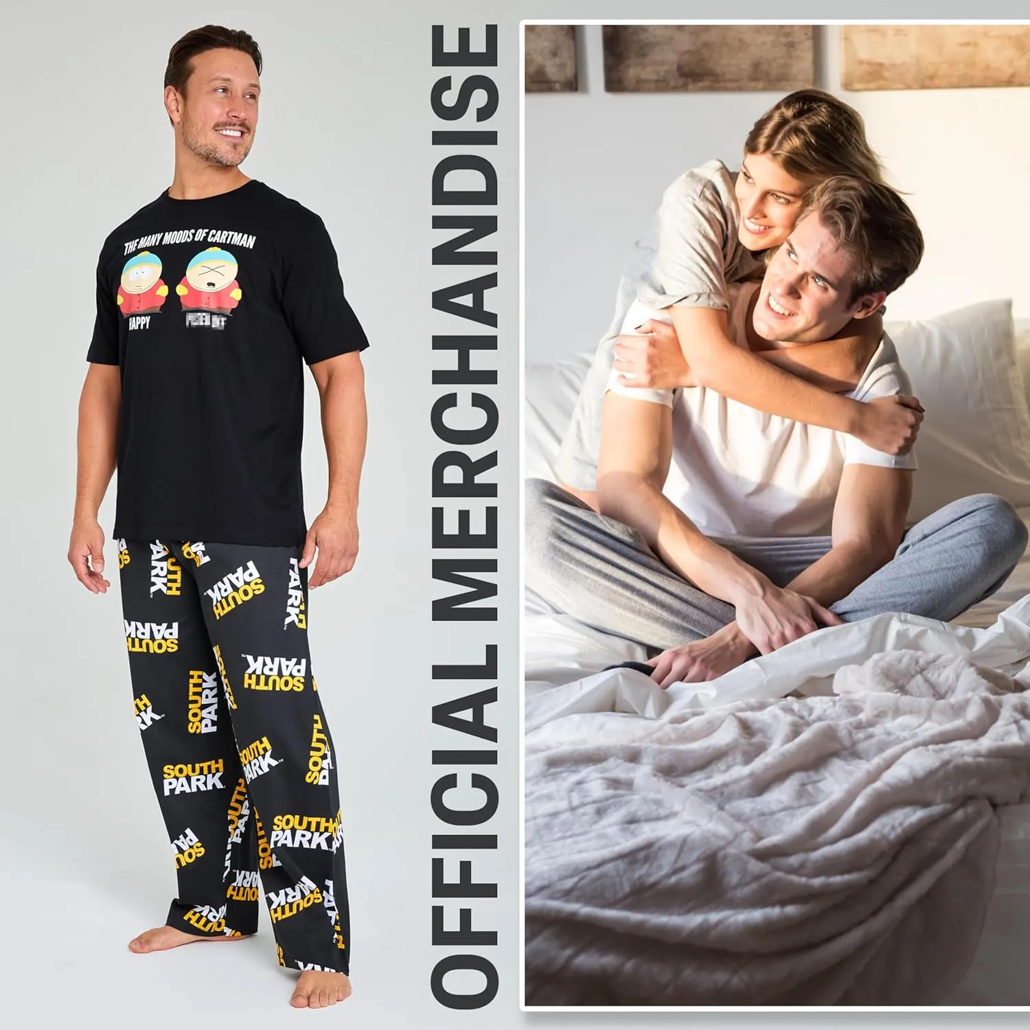 South Park Pajamas for Teens Men T Shirt Long Pants PJs Set Funny Loungewear Gifts