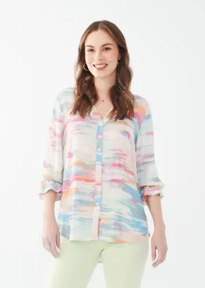 Starla Slit Detail Three Quarter Sleeve Crepe Shirt - FDJ French Dressing 7143493