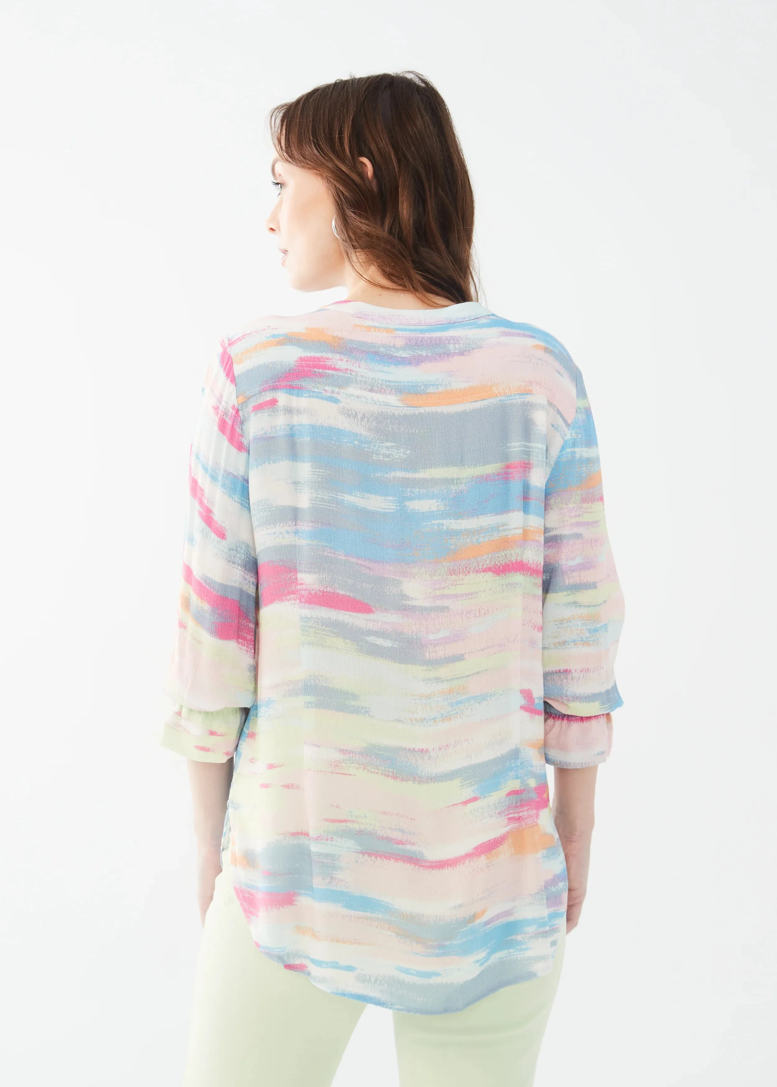 Starla Slit Detail Three Quarter Sleeve Crepe Shirt - FDJ French Dressing 7143493